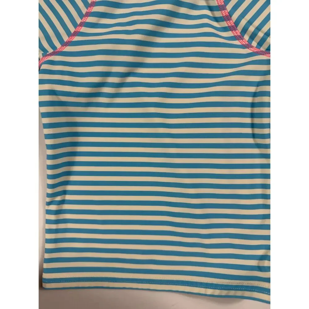 Mini Baby Boden Strawberry Applique Striped Long Sleeve Rash Guard Size 2-3 year